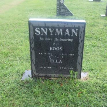 SNYMAN Koos 1915-2002 &amp; Ella 1919-2001