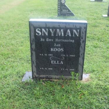 SNYMAN Koos 1915-2002 &amp; Ella 1919-2001