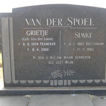 SPOEL Simke, van der 1902-1985 &amp; Grietje VAN DER LOON 1904-2000