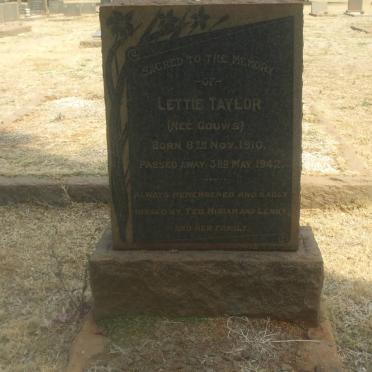 TAYLOR Lettie nee GOUWS 1910-1942