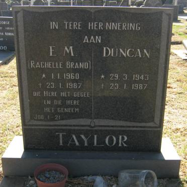 TAYLOR Duncan 1943-1987 :: TAYLOR E.M. nee BRAND 1960-1987