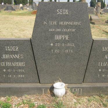 TALJAARD Johannes Gerhardus 1909-1959 &amp; Anna Elizabeth 1921-1989 :: TALJAARD Duppie 1953-1975