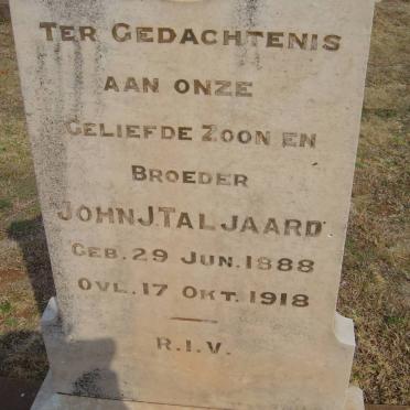TALJAARD John J. 1888-1918