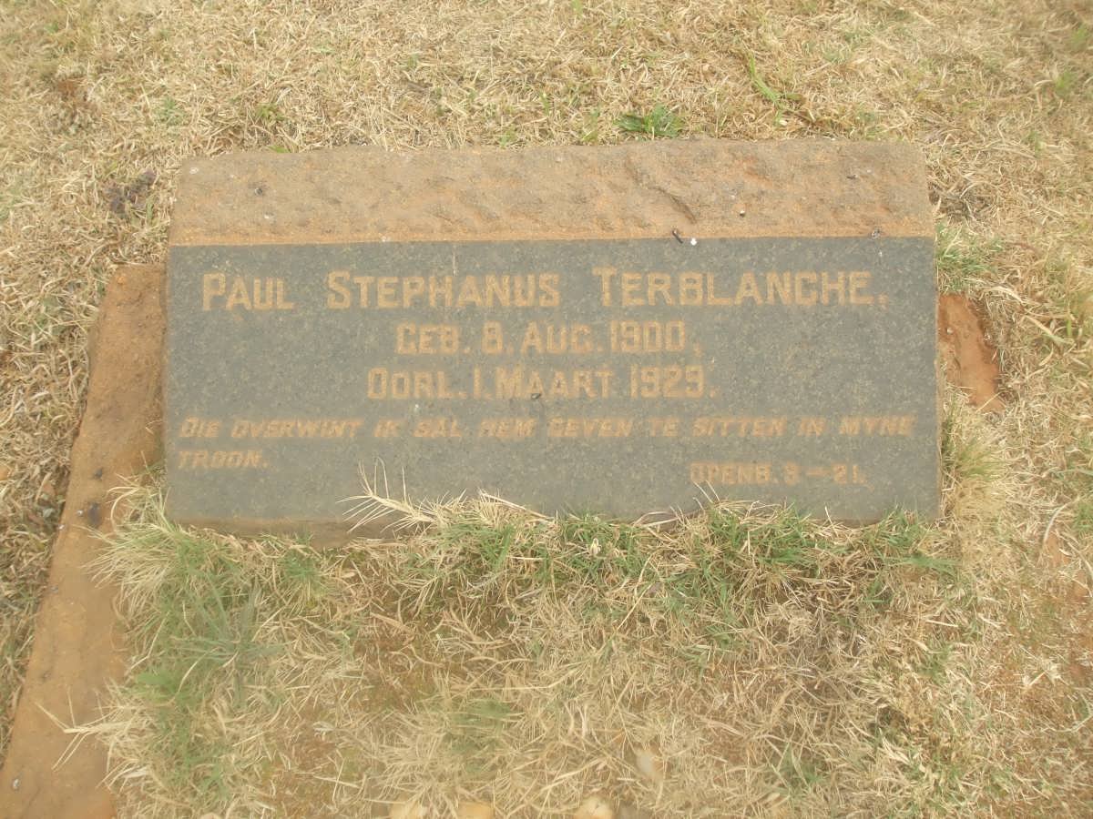 TERBLANCHE Paul Stephanus 1900-1929