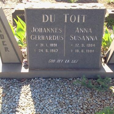 TOIT Johannes Gerhardus, du 1891-1967 &amp; Anna Susanna 1904-1984