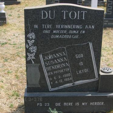 TOIT Johanna Susanna Hendrina, du nee POTGIETER 1900-1994