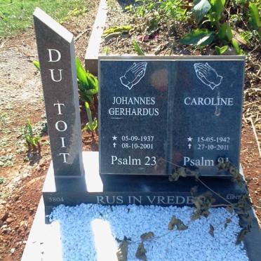 TOIT Johannes Gerhardus, du 1937-2001 &amp; Caroline 1942-2011