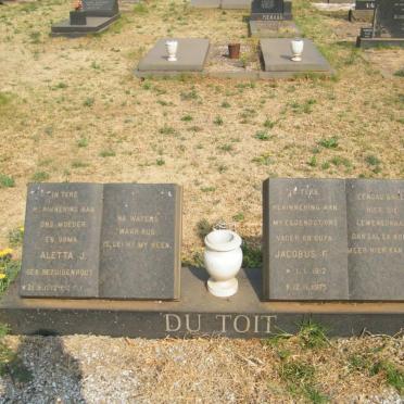 TOIT Jacobus F., du 1912-1975 &amp; Aletta J. BEZUIDENHOUT 1912-19?6
