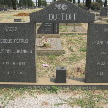 TOIT Jacobus Petrus Philippus Johannes, du 1899-1976 &amp; Jeanetta Hermina SCHUTTE 1907-1970