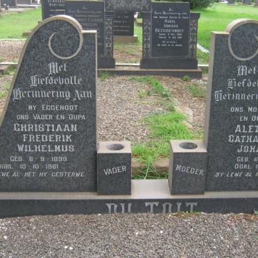 TOIT Christiaan Frederik Wilhelmus, du 1899-1961 &amp; Aletta Catharina Johanna 1900-1976