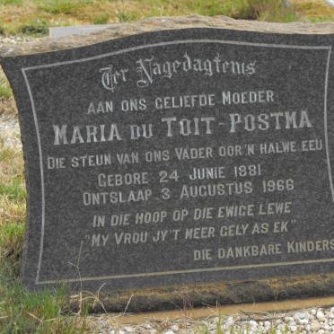 TOIT Maria, du nee POSTMA 1881-1966