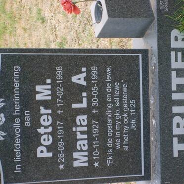 TRUTER Peter M. 1917-1998 &amp; Maria L.A. 1927-1999