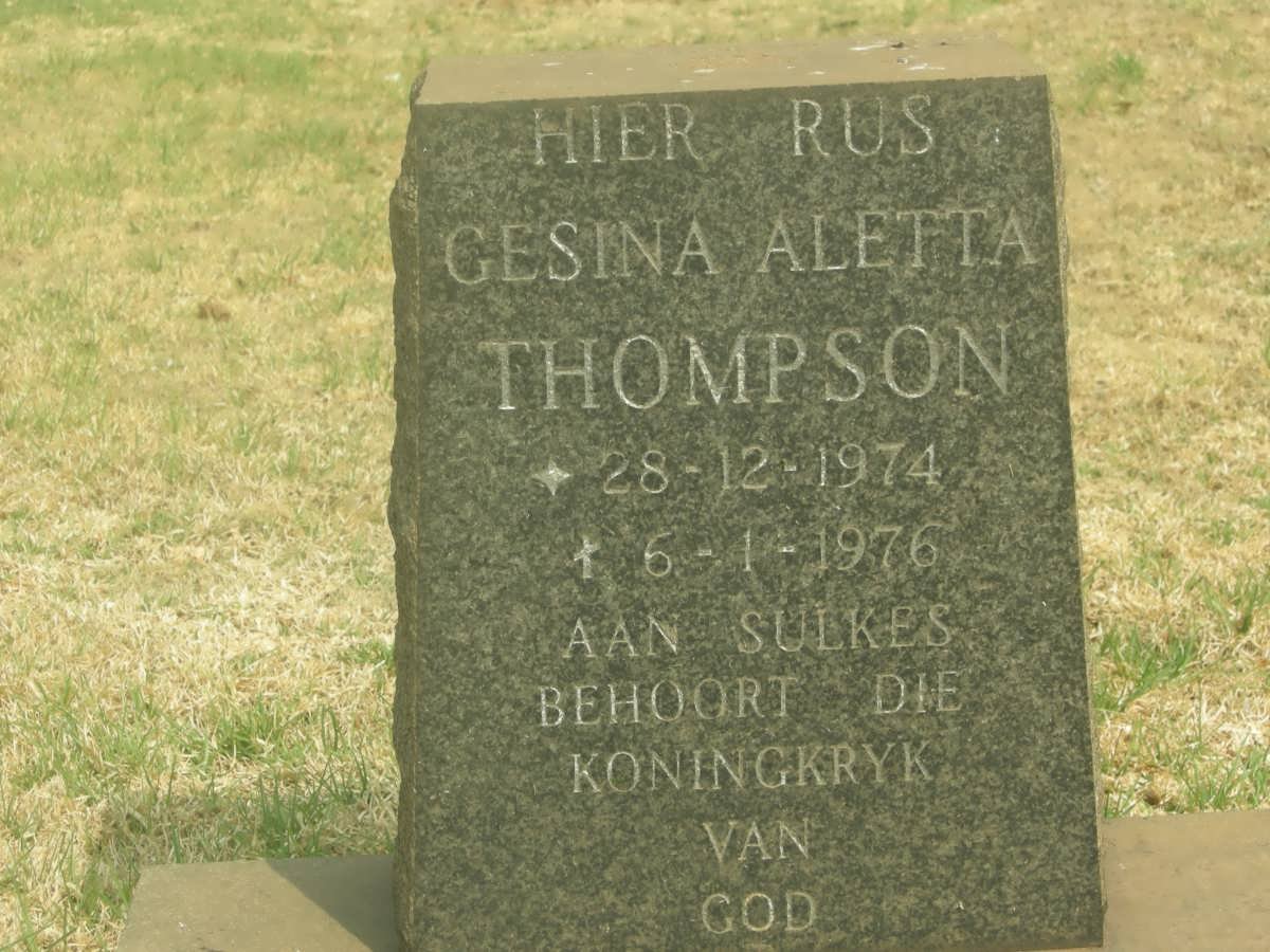 THOMPSON Gesina Aletta 1974-1976