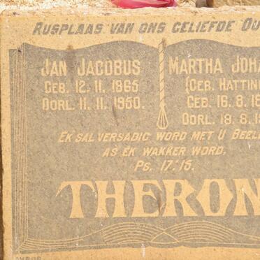 THERON Jan Jacobus 1865-1950 &amp; Martha Johanna HATTINGH 1876-1966