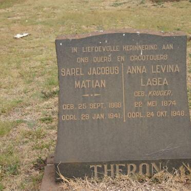 THERON Sarel Jacobus Matian 1868-1941 &amp; Anna Levina Lasea KRUGER 1874-1946