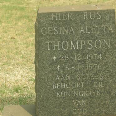 THOMPSON Gesina Aletta 1974-1976