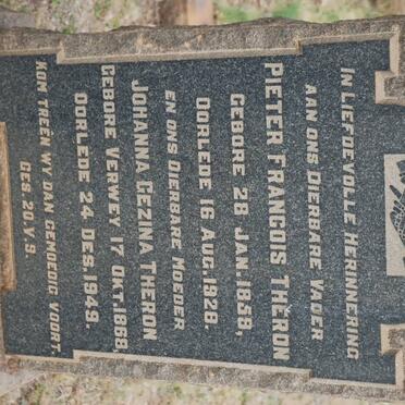 THERON Peter Francois 1859-1928 &amp; Johanna Gezina VERWEY 1869-1949