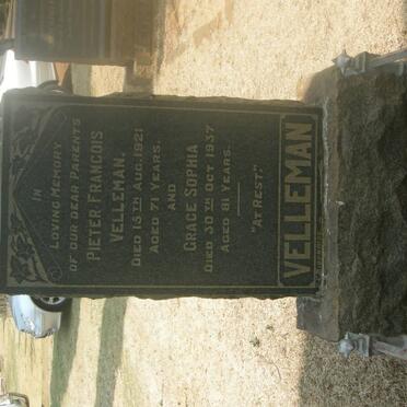 VELLEMAN Pieter Francois -1921 &amp; Grace Sophia -1937