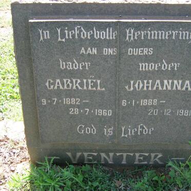 VENTER Gabriël 1882-1960 &amp; Johanna 1888-1981