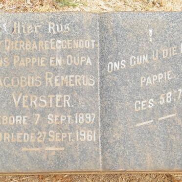 VERSTER Jacobus Remerus 1897-1961