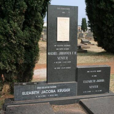 VENTER Machiel Johannes F.R. 1911-1974 &amp; Elizabeth Jacoba 1926-1997 :: KRUGER Elizabeth Jacoba 1952-2004