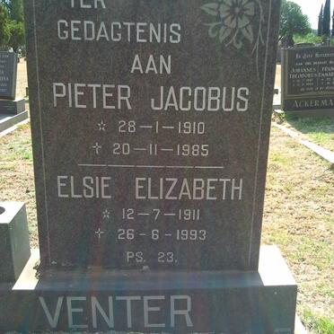 VENTER Pieter Jacobus 1910-1985 &amp; Elsie Elizabeth 1911-1993