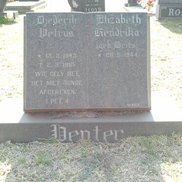 VENTER Diederik Petrus 1943-1985 &amp; Elizabeth Hendrika BRITS 1944-