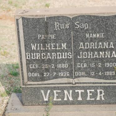 VENTER Wilhelm Burgardus 1880-1936 &amp; Adriana Johanna 1900-1989