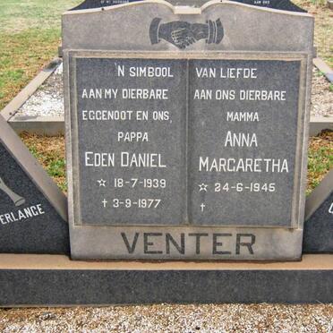 VENTER Eben Daniel 1939-1977 &amp; Anna Margaretha 1945-