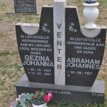 VENTER Abraham Johannes 1927- &amp; Gezina Johanna 1924-2001