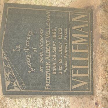 VELLEMAN Frederick Albert 1883-1929