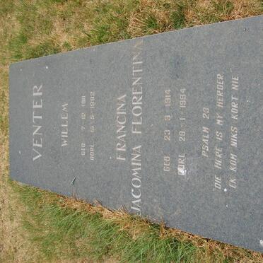 VENTER Willem 1911-1992 &amp; Francina Jacomina Florentina 1914-1994