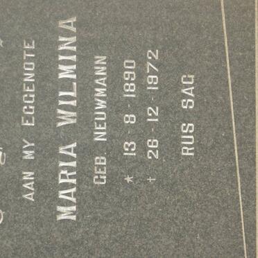 VENTER Maria Wilmina nee NEUWMANN 1890-1972