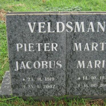 VELDSMAN Pieter Jacobus 1919-2002 &amp; Martie Maria 1922-200?