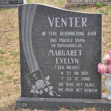 VENTER Margaret Evelyn nee WEISS 1921-2000