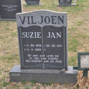 VILJOEN Jan 1931- &amp; Suzie 1936-1998