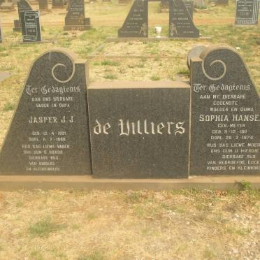 VILLIERS Jasper J.J., de 1921-1986 &amp; Sophia Hansen MEYER 1911-1976