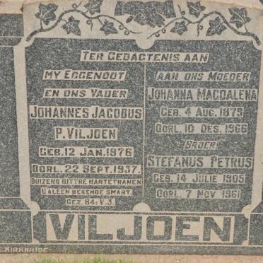 VILJOEN Johannes Jacobus P. 1876-1937 &amp; Johanna Magdalena 1879-1966 :: VILJOEN Stefanus Petrus 1905-1961