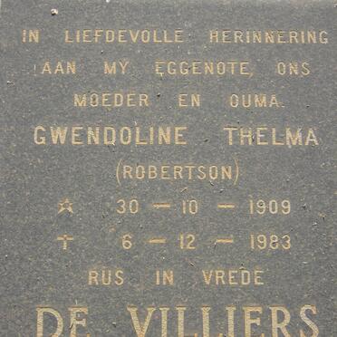 VILLIERS Gwendoline Thelma, de nee ROBERTSON 1909-1983