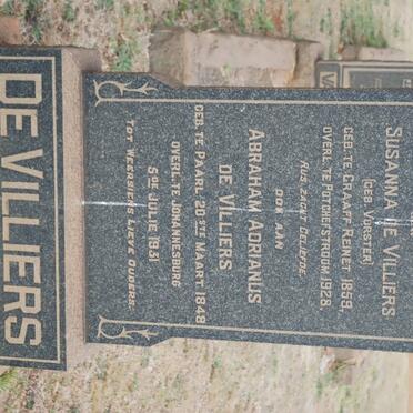 VILLIERS Abraham Adrianus, de 1848-1931 &amp; Susanna VORSTER 1859-1928