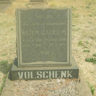 VOLSCHENK Willem J. 1905-1987 &amp; Alice M. 1908-1971
