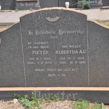 VORSTER Pieter 1906-1970 &amp; Albertha A.C. 1904-1991