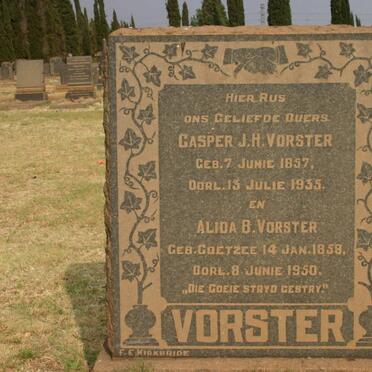 VORSTER Casper J.H. 1857-1935 &amp; Alida B. COETZEE 1859-1950