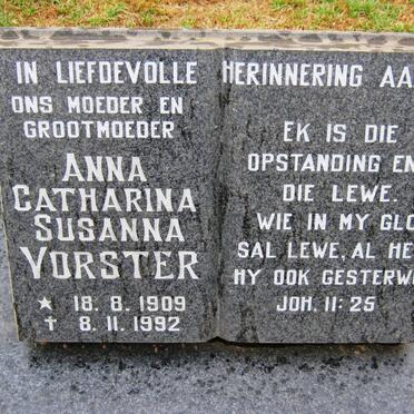 VORSTER Anna Catharina Susanna 1909-1992