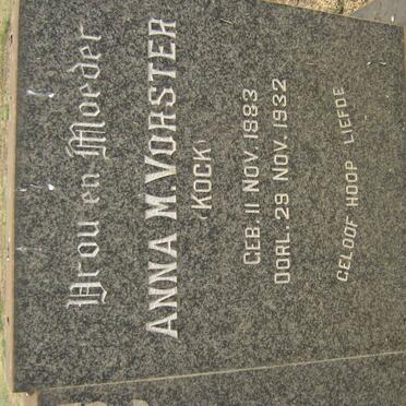 VORSTER Anna M. nee KOCK 1883-1932