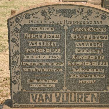 VUUREN Jeremia Jesaja, van 1863-1943 &amp; Jacoba Johanna SOUNES 1867-1955