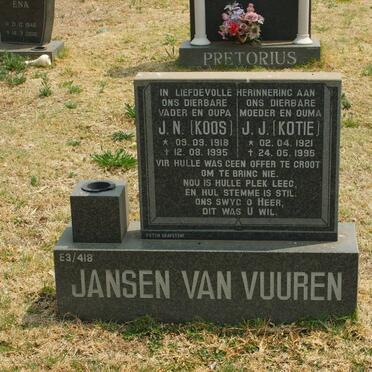 VUUREN J.N., Jansen van 1918-1995 &amp; J.J. 1921-1995 