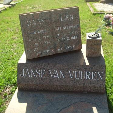 VUUREN Daan, Janse van 1921-1994 &amp; Lien NEETHLING 1925-1997
