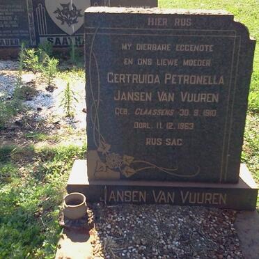 VUUREN Gertruida Petronella, Jansen van nee CLAASSENS 1910-1963