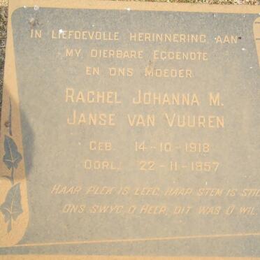 VUUREN Rachel Johanna M., Janse van 1918-1957